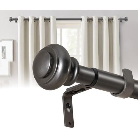 barras de cortina extensibles, color gris, 76-230 cm, 25 mm de diámetro, capacidad de 20 kg, montaje en pared, para sala de estar, dormitorio u oficina. (1/5)