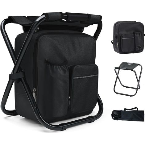40CM Tabouret Pliable Camping avec Poche de Glacière Amovible Siege de Peche avec Sac à Dos Compact et Fonctionnel Chaise Pliante (1/4)