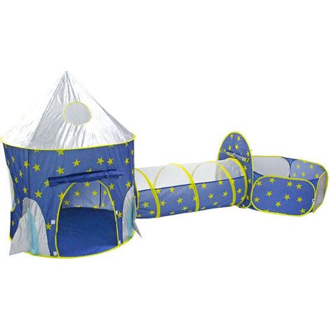 3 en 1 Pop Up Jouer Tente avec Tunnel, Balle Pit pour Les Enfants, garçons, Filles, bébés et Enfants en Bas âge, Playhouse intérieur / extérieur,Yourte capsule spatiale en trois parties (1/4)
