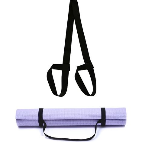 Allecto, Correa para esterilla de yoga, Correa ajustable para el hombro, Para yoga y pilates, Esterilla de fitness, Agarre cómodo, Color negro (1/5)