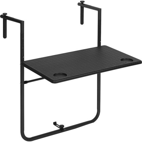 WOLTU Mesa Colgante para Balcon Mesa Plegable de Terraza con 3 Alturas Ajustables Mesa Exterior para Terraza Jardin y Patio Mesita Auxiliar de Estilo Roten Negro (1/5)