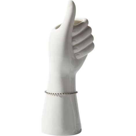 Minimalist White Ceramic Hand Pot for Floral Arrangement and Office Ornament, Modern and Abstract Interior Decoration (1/5)