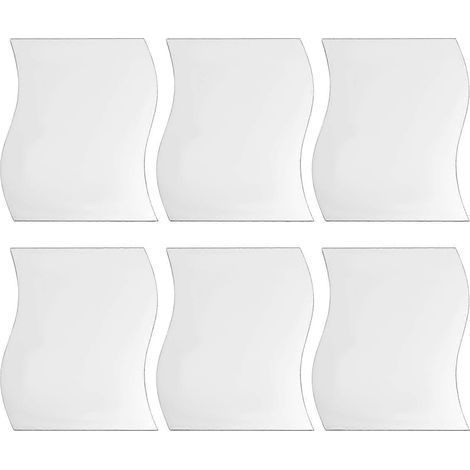 Set mit 6 quadratischen Wandaufklebern im Spiegelstil mit silbernem Wellenmuster, Dekoration für das Kinderzimmer (1/5)