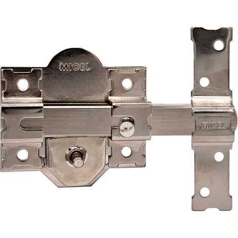 Cerrojo, seguridad, sobreponer, modelo crr08, de acero con acabado níquel, 86b/50 mm, con 3 llaves serrata