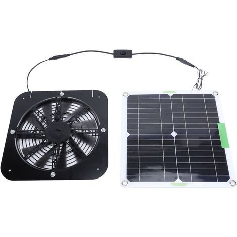 Ventilateur d'extraction solaire 100W, panneau de Ventilation de 13.5 pouces, alimenté pour chien, poulailler, serre, camping-car (1/5)