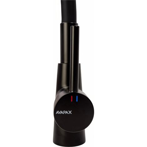 Avapax Robinet de cuisine - Noir mat - Bec flexible - Mitigeur monocommande - Laiton (1/5)