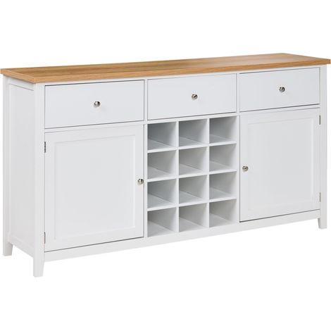 Credenza a 2 ante con ripiani e ante Portabottiglie Stile moderno elegante Bianco Lucaston
