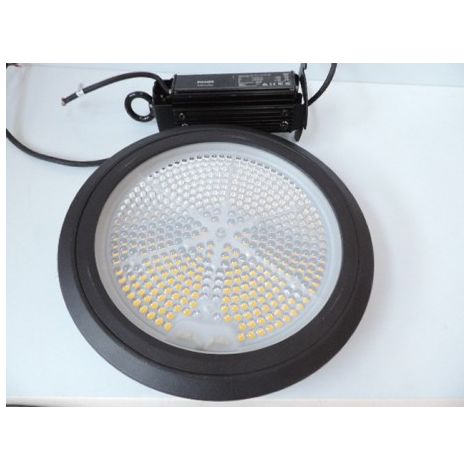 Luminaire suspendu LED 150W HIGHBAY noir Ø 296mm 5000K 230V dimmable 1-10V 90° IK10 IP65 AIRIS FK-ID150-55N-HA (1/4)