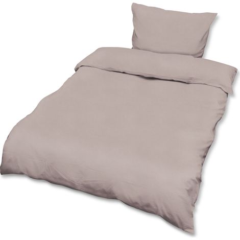 Beautissu Juego de ropa de cama de 4 piezas con funda de almohada - Funda edredón, juego de sábanas con OEKO-TEX - Set de ropa de cama todas estaciones	Taupe, 200cm, 135cm