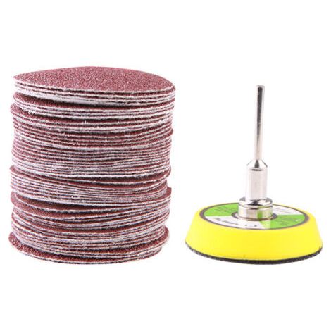 Disques de ponçage de 2 pouces, 50mm, papier de verre de forme ronde, grain 60 – 180, boucle à crochet, outil de polissage abrasif (1/4)