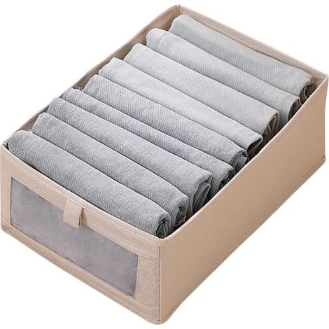 Caja de almacenamiento plegable para armario, de algodón y lino, rectangular (minimalista)