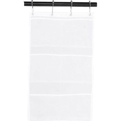 Sac de rangement suspendu en filet avec crochets pour salle de bain, à fixer sur la porte (1/5)