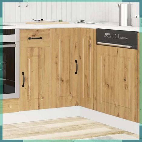 Armoire d'angle de cuisine - Kalmar - chêne artisanal - 75,5x75,5x81,5 cm - pieds réglables (1/5)