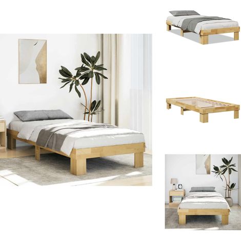 Cadre de lit sans matelas 75x190 cm bois massif de chêne - Cadre De Lit - Cadres De Lit - Meuble De Chambre À Coucher - Lit (1/5)