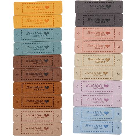 20Pcs Hand Made Labels PU Material Environmentally Friendly Durable Soft Tag for DIY Sewing Bags Wallets (1/5)