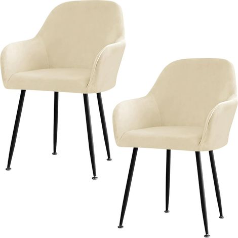 Juego de fundas elásticas para sillas, de terciopelo, con reposabrazos, ideales para sala de estar, bodas, hoteles y restaurantes (beige, 2 unidades) (1/5)