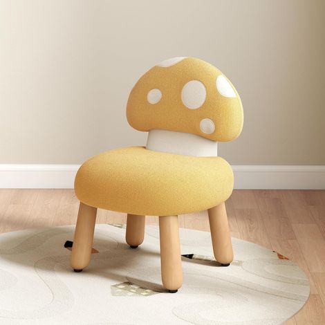 Wahson Kids Desk Chair Chenille, Toddler Sofa Chair with Mushroom-shaped Backrest for Bedroom Living Room, Yellow (1/5)