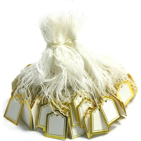 Pack of 500 white price tags for jewelry, clothing, information, gift cards, square paper price tags with lanyard (1/5)