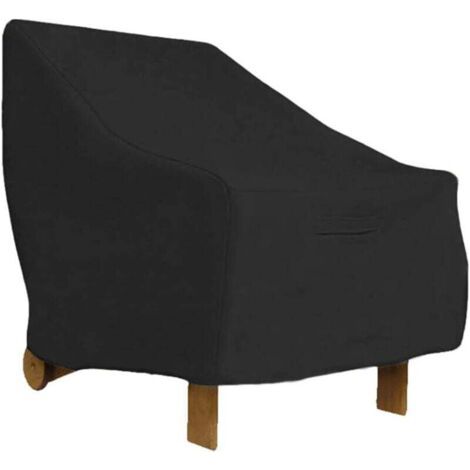 Housse Fauteuil Jardin Extérieur à Assise Profonde 210D Imperméable Couverture pour Chaise Patio Anti UV Anti-Vent avec Corde Ajustable,80x85x91cm (210D(Noir FDC (1/5)
