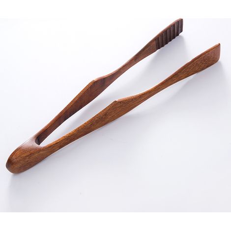 Pinces de cuisine en bois, pinces de cuisine en bois, pinces à grille-pain, pinces à toast, pinces à buffet, pour la cuisine, le camping, le barbecue, le buffet, le restaurant, les pâtisseries, la sal (1/5)
