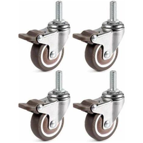 4 Pièces Roues Pivotantes, 25mm M6 x 15mm Pole Roulettes de Meubles pour Chariots (1/4)