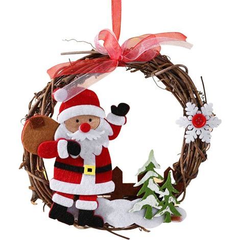 Mini guirlande de brindilles de Noël à suspendre, décoration de couronne, Père Noël, bonhomme de neige, ours, renne, décoration de sapin de Noël (1/5)