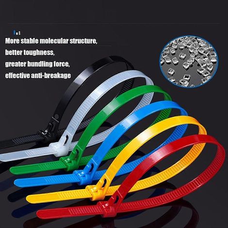 200pcs collier de serrage nylon premium auto-bloquant, attaches de câble résistantes, lot de serre-câbles auto-bloquants haute qualité, liens de fixation robustes. (1/5)