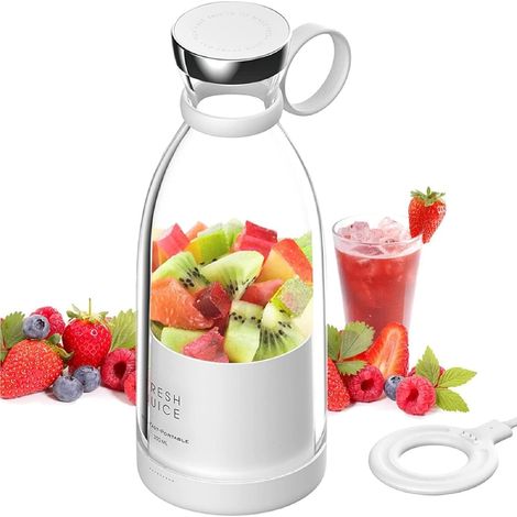 Mélangeur à main 350ML, bouteille de mélangeur personnel multifonctionnel avec USB rechargeable. 1pc blanc (1/4)