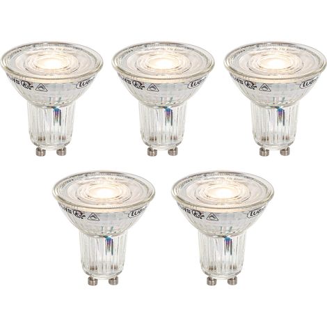 LUEDD Juego de 5 bombillas LED GU10 de 50 mm regulables en Kelvin, transparentes, 4,9 W, 400 lm, 2200-3000 K