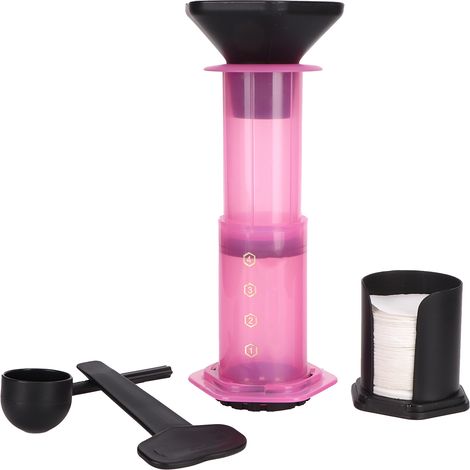 Tragbare Kaffeepresse, Filterkaffeemaschine für Zuhause mit 400 Papierfiltern, rosa (1/5)