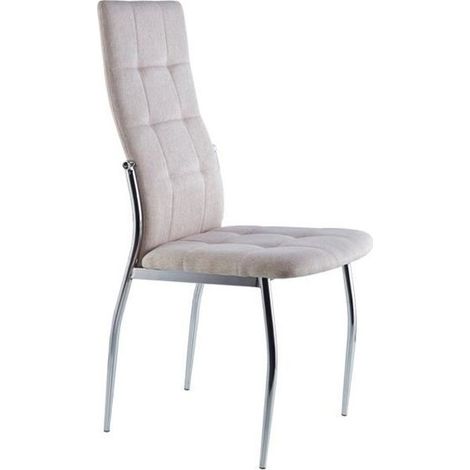Lot de 4 chaises de salle à manger rembourrée coloris beige, Largeur 44 cm x Profondeur 57 cm x hauteur 100 cm - JUANIO (1/3)
