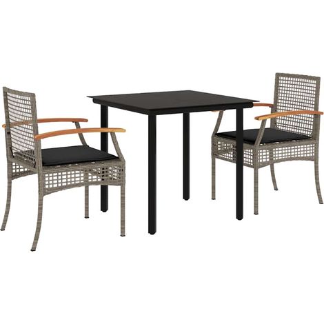 Maison Exclusive - Set comedor de jardín 3 piezas con cojines rat (1/5)