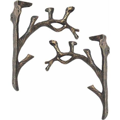 Supports d'étagère murale vintage en fer forgé – 2 pièces – Imperméable et antirouille – Pour planches jusqu'à 60mm d'épaisseur (1/4)