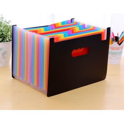 Trieur à Soufflet Classeur 24 Pochettes Organisateur Document Rangement Expansion Papier A4 avec Etiquettes Multicolore (1/4)