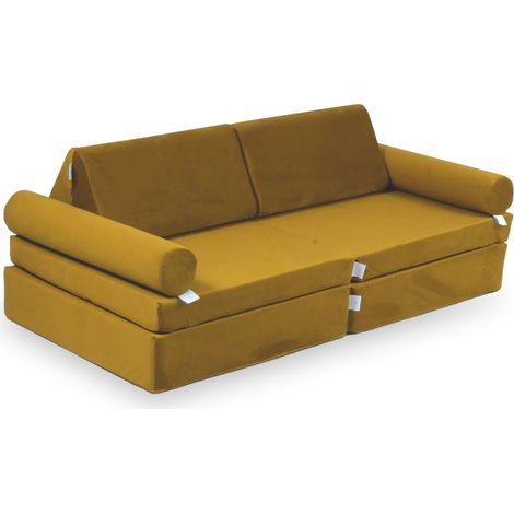 Canapé de jeu miniature Montessori Comfort Velvet doré (1/4)