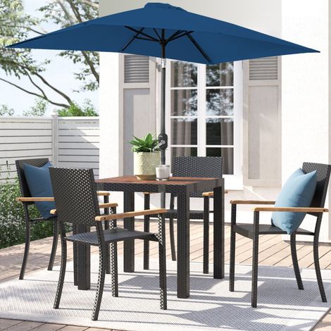 3x2M Rectangle Patio Parasol Sunshade Garden Umbrella Outdoor Canopy Tilt Crank Blue