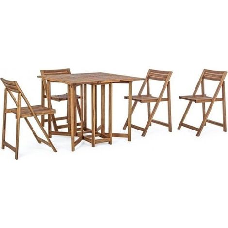 Set Tavolo 90x90 cm e 4 Sedie in Legno modello Noemi Pieghevole Salvaspazio (1/10)