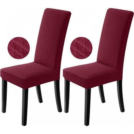 Stretchable, washable and removable chair covers, suitable for restaurants, offices, hotels, weddings (2 pieces, burgundy) (1/5)