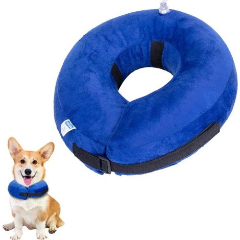 Collier gonflable pour chiens et chats, collier de protection réglable, collier de protection confortable avec fermeture velcro pour animaux de compagnie, chats, chiens après une intervention chirurgi (1/5)