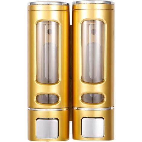 Distributeur de Savon Liquide Mural à Pression Manuelle 400 ml Or Doré – Lot de 2 pour Salle de Bain, Cuisine et Hôtel (1/4)