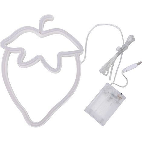 Cute Battery Powered Neon Strawberry Fruit Shape LED Sign for Bedroom Restaurant Bar Red Green (1/5)
