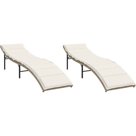 Maison Exclusive - Lettini Prendisole 2 pz con Cuscini Beige in Polyrattan