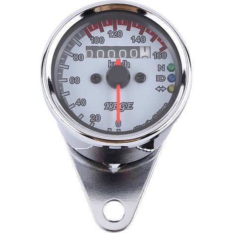 Universeller 12V-Motorrad-Tachometer, silberfarbener LED-Drehzahlmesser mit Hintergrundbeleuchtung, Blinkeranzeige, digitales Zifferblatt für Motorräder (1/5)