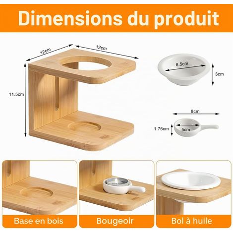 Brûleurs à Huile Essentielle en Céramique en Bambou,Bruleur Fondant,Brule Parfum,Lampe Chauffe Bougie,Porte Bougie Bruleur Encens,Diffuseur Parfum pour Décor Maison,Bureau,Spa,Yoga (1/5)