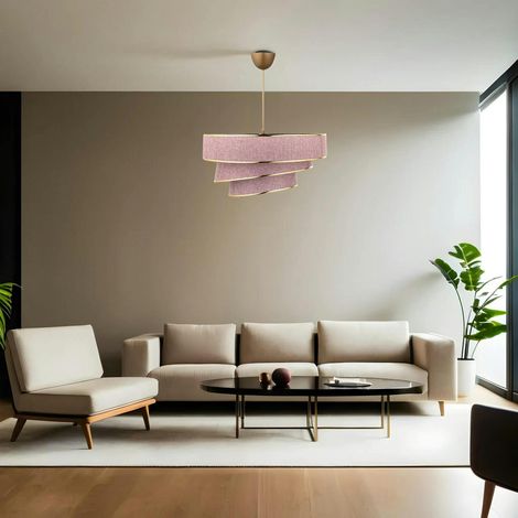 Suspension moderne couleur blush – abat-jour triple ZURICH (1/4)