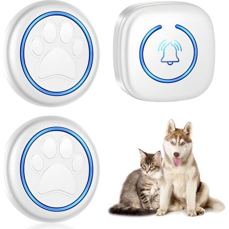 Sonnette Pour Chien, Sonnette De Porte Sans Fil, Portée De 300 M Cloches D'entraînement Sans Fil, Pour L'extérieur, Porte D'entrée, Maison, Magasin, Bureau(1 Récepteur+2 Sonnette De Porte Tactile) (1/5)