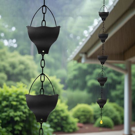 Chaîne de pluie, chaîne de pluie pour descente de gouttière, chaîne de drainage, décoration de jardin vintage, longueur 130 cm (1/5)