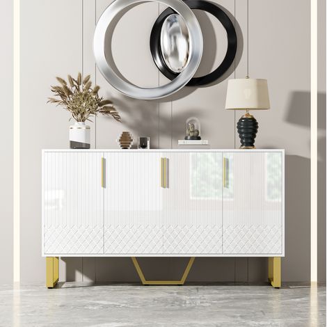 mobile contenitore 140 cm bianco lucido ante geometriche OKMYHOME (1/5)