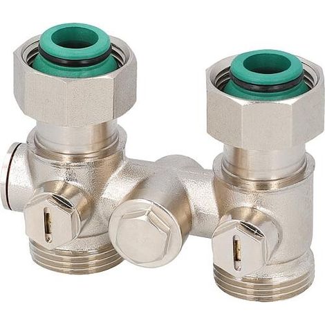 Bloc de robinet monotube pour raccordement de radiateur DN20 - 3/4 EUROCÔNE, version passage