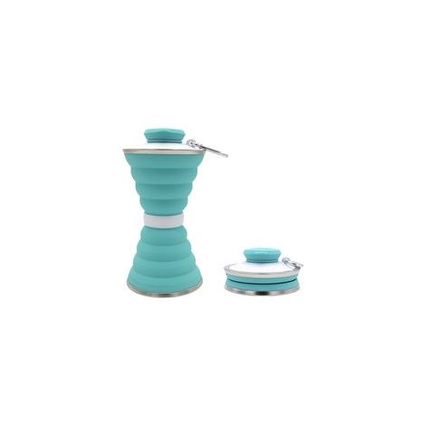 Gourde pliable 550ml - Bouteille d'eau souple, flexible, rétractable & réutilisable - Silicone Alimentaire sans BPA/Bisphénol A - Voyage/Sport/Camping & Randonnée, vert clair